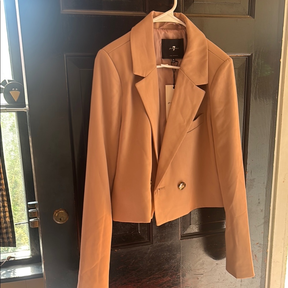 7 For All Mankind Tan Blazer Tailored Cropped Jacket